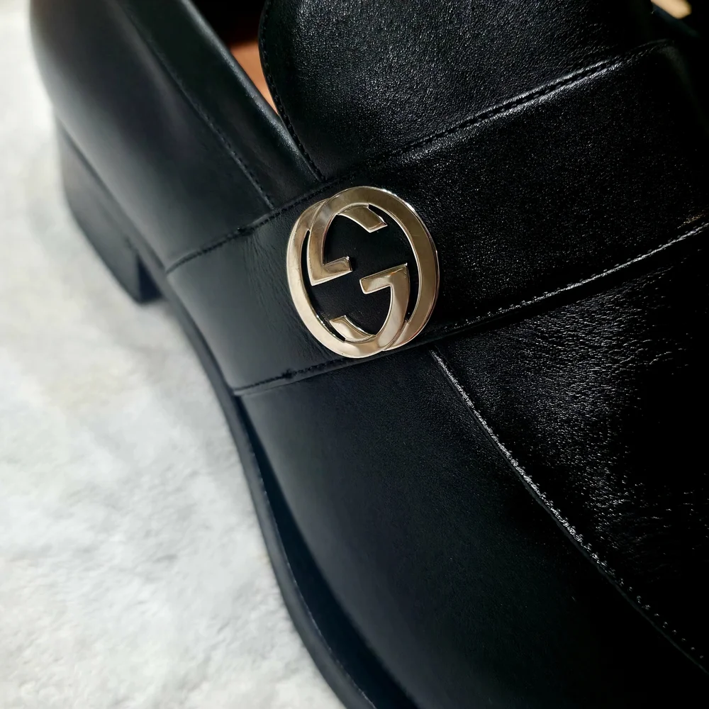 Gucci Black Leather Men’s Slip-On Loafers